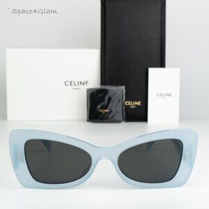 NEW Celine CL40236I 84A CELINE 3 DOTS Shiny Blue Grey Women Butterfly Sunglasses